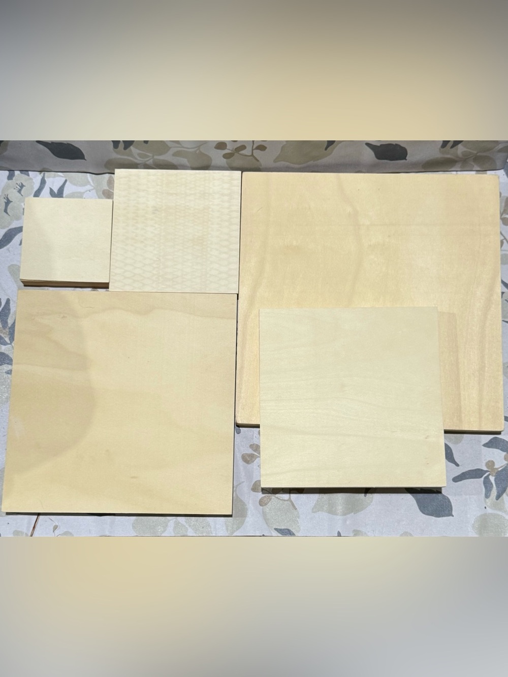Set of 5 Unfinished Square Wood panel/trays-Natural - Picture 4 of 4